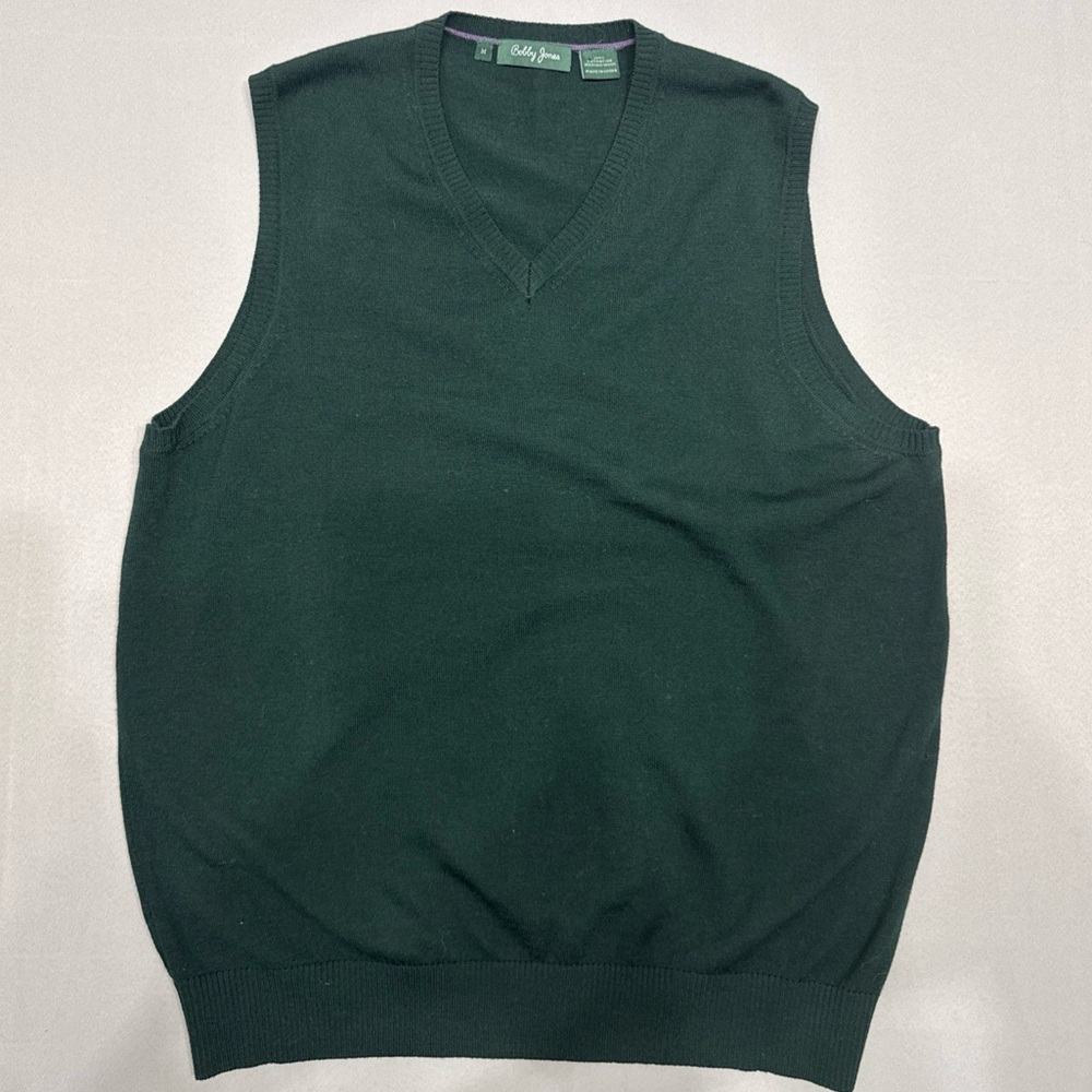 Bobby Jones Mens Green 100% Extra Fine Merino Wool Sweater Vest Size M